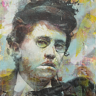 Emma Goldman mixed media portrait painting